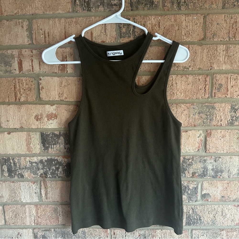 K.ngsley Romain Dark Green Cutout Tank